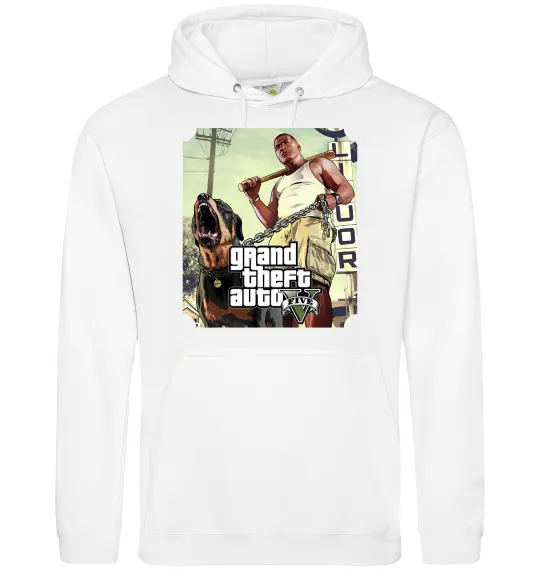 Чоловіча толстовка (худі) GTA V Dog Білий фото