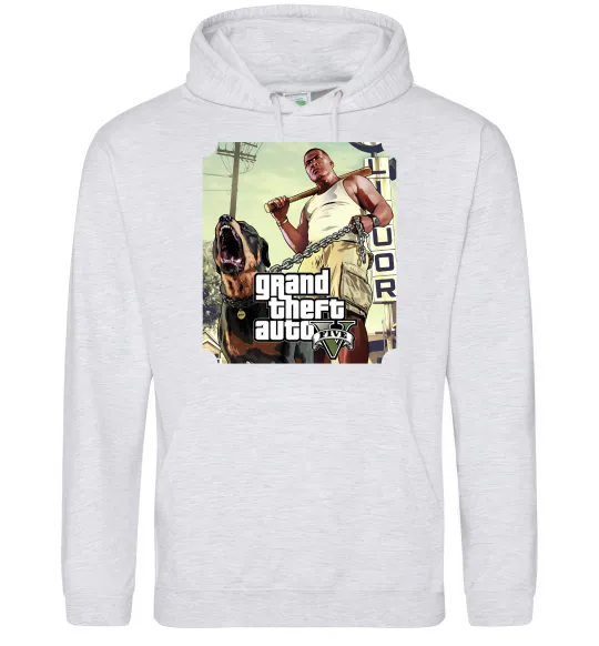 Чоловіча толстовка (худі) GTA V Dog Сірий меланж фото