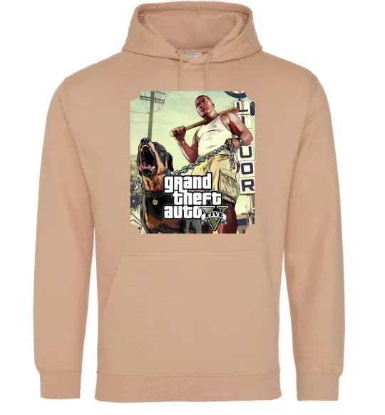 Чоловіча толстовка (худі) GTA V Dog Пісочний фото