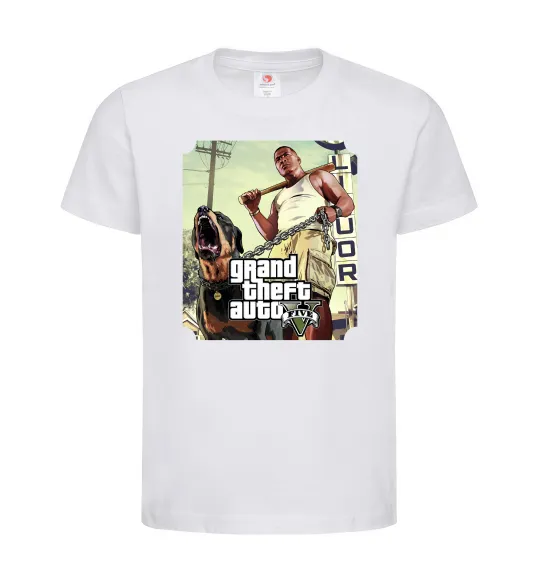 Детская футболка GTA V Dog Белый фото