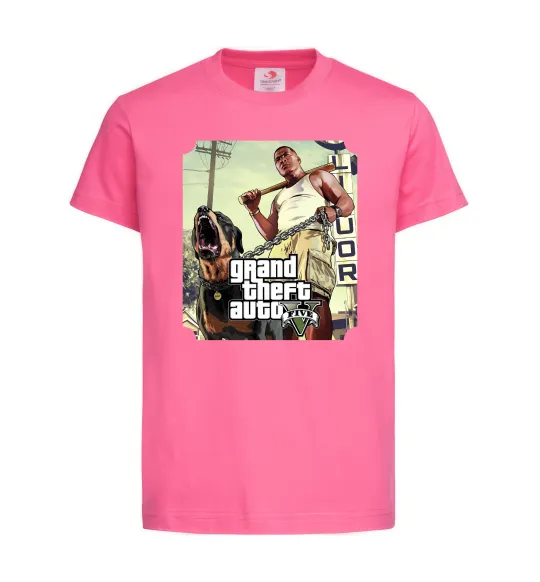Детская футболка GTA V Dog Ярко-розовый фото