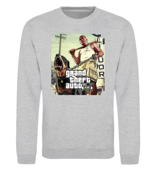 Свитшот GTA V Dog Серый меланж фото