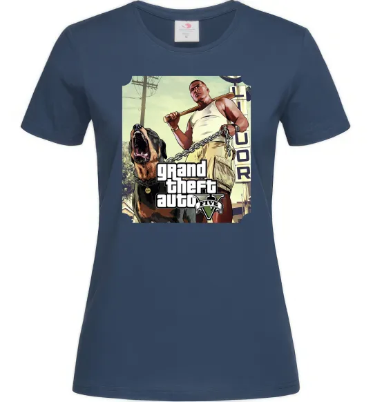 Женская футболка GTA V Dog Темно-синий фото