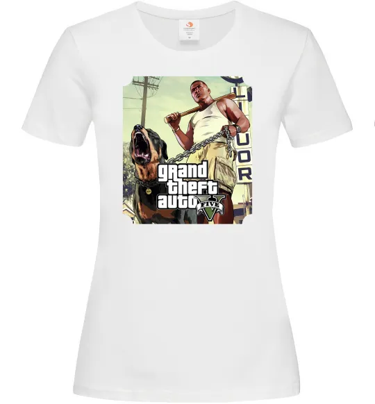 Женская футболка GTA V Dog Белый фото