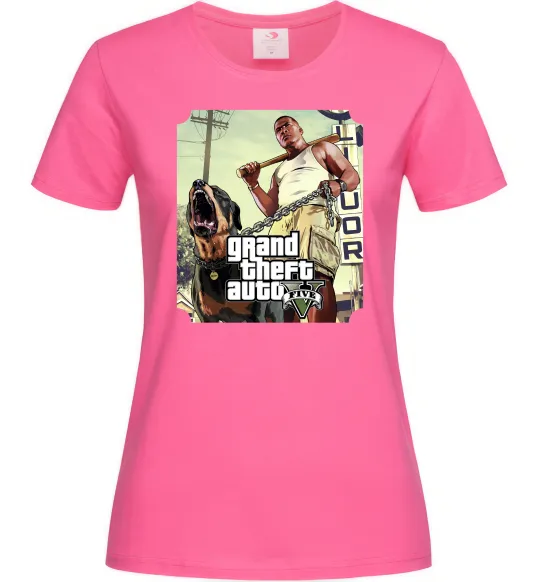 Женская футболка GTA V Dog Ярко-розовый фото