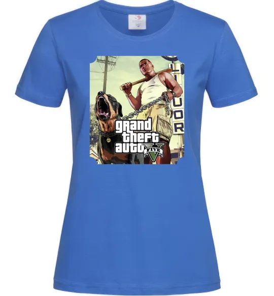 Женская футболка GTA V Dog Ярко-синий фото