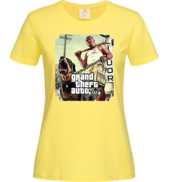 Женская футболка GTA V Dog Лимонный фото