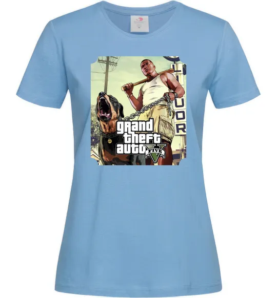 Женская футболка GTA V Dog Голубой фото