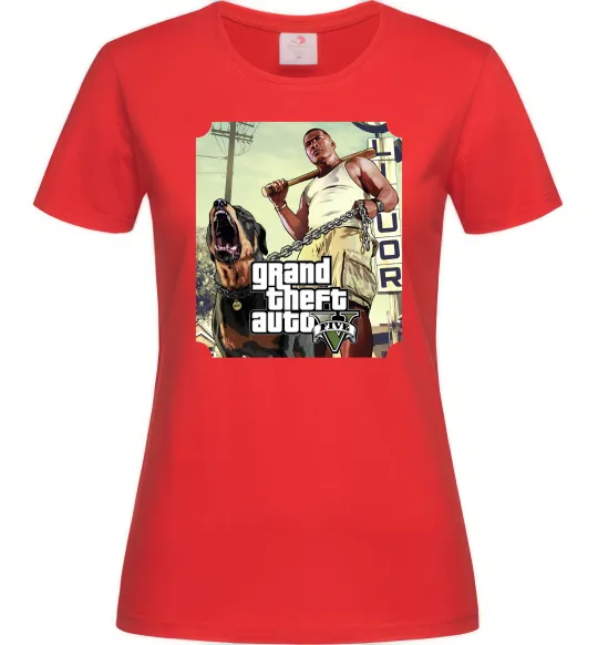 Женская футболка GTA V Dog Красный фото