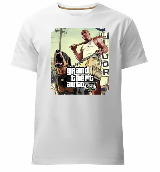 Чоловіча преміум футболка GTA V Dog Білий фото