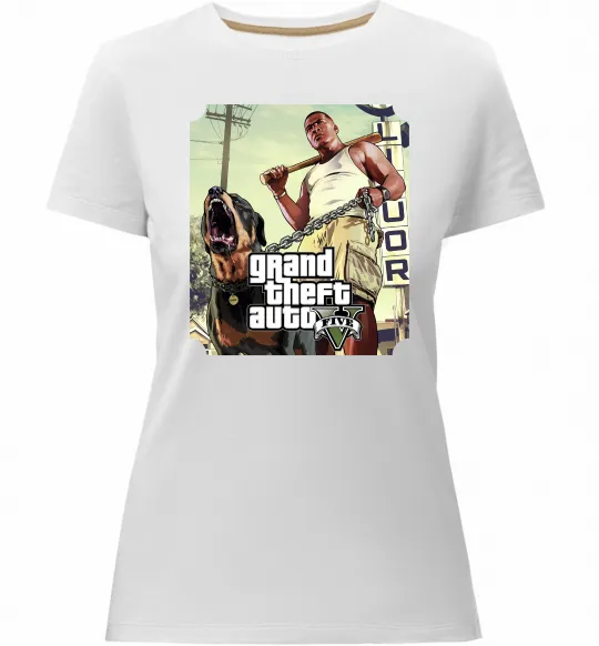 Жіноча преміум футболка GTA V Dog Білий фото
