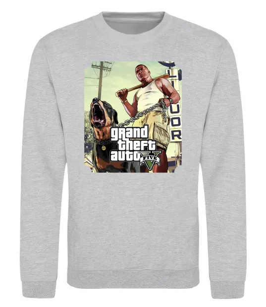 Свитшот GTA V Dog Серый меланж фото