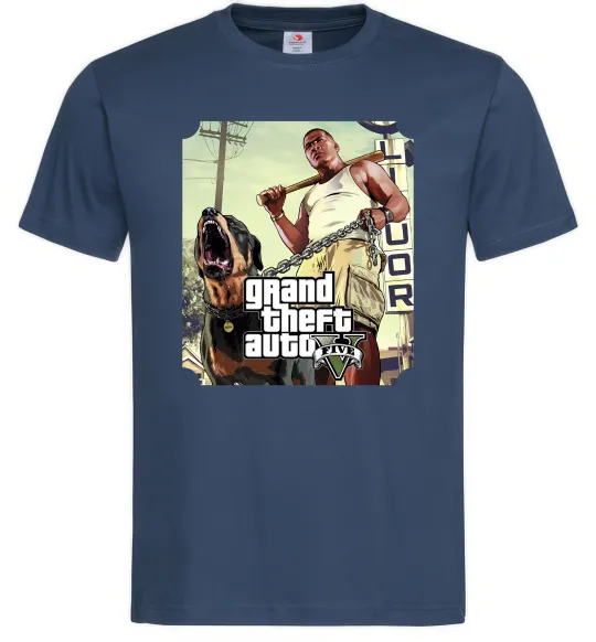 Мужская футболка GTA V Dog Темно-синий фото