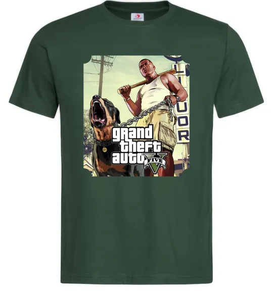 Мужская футболка GTA V Dog Темно-зеленый фото