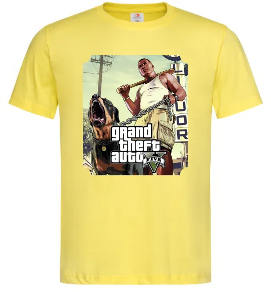 Мужская футболка GTA V Dog Лимонный фото
