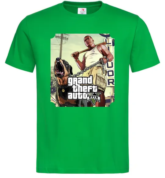 Мужская футболка GTA V Dog Зеленый фото
