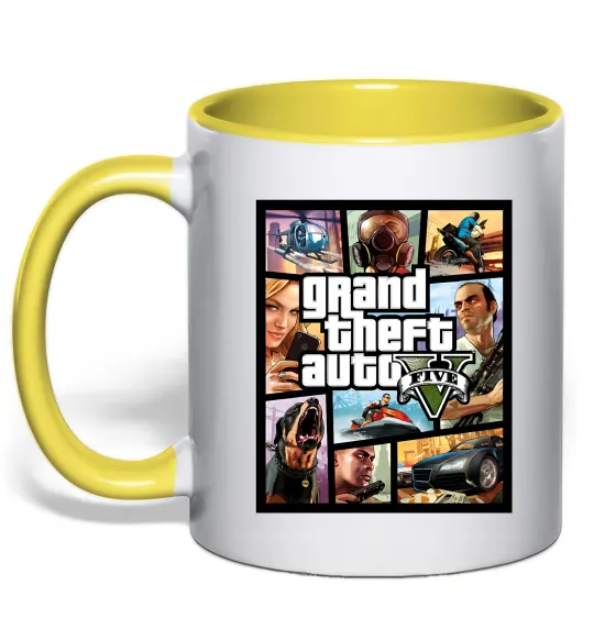 Чашка з кольоровою ручкою GTA 5 Poster Сонячно жовтий фото