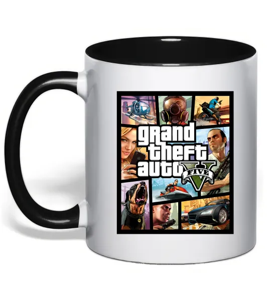 Чашка з кольоровою ручкою GTA 5 Poster Чорний фото