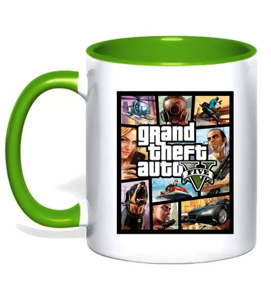 Чашка з кольоровою ручкою GTA 5 Poster Лаймовий фото