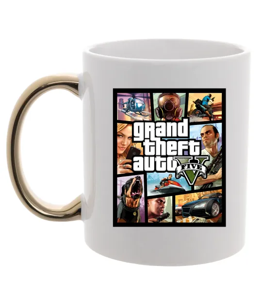 Чашка з кольоровою ручкою GTA 5 Poster Золото фото