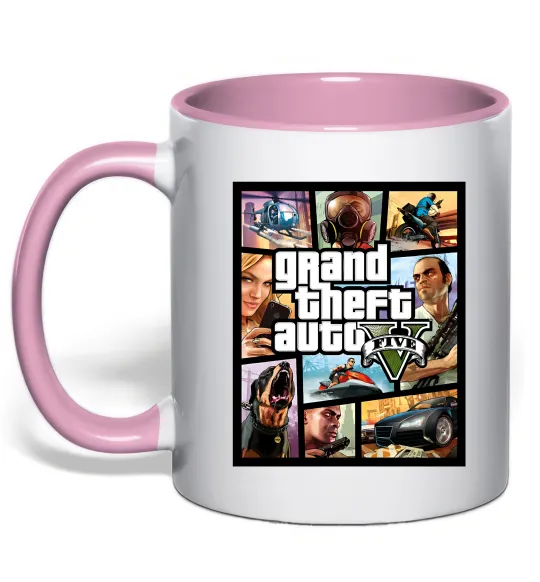 Чашка з кольоровою ручкою GTA 5 Poster Ніжно рожевий фото