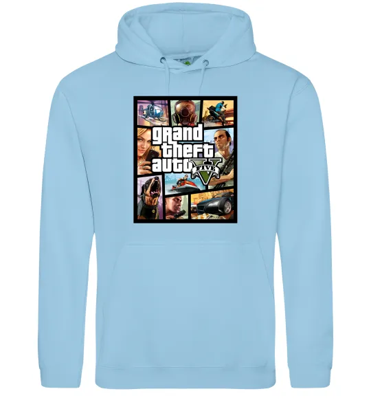 Чоловіча толстовка (худі) GTA 5 Poster Блакитний фото