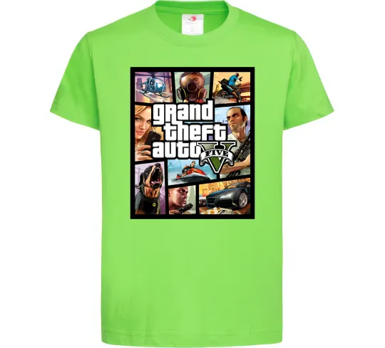 Дитяча футболка GTA 5 Poster Лаймовий фото