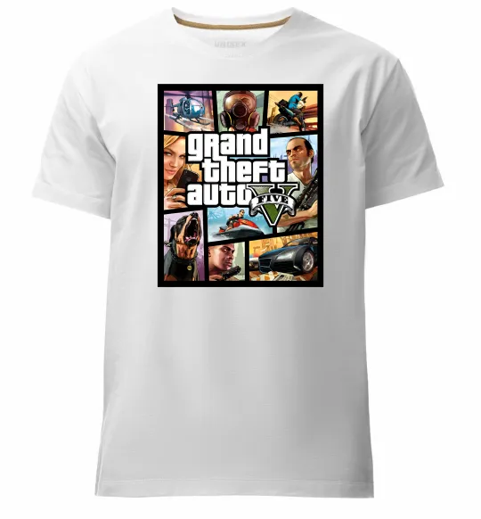 Мужская премиум футболка GTA 5 Poster Белый фото