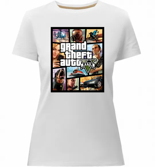 Жіноча преміум футболка GTA 5 Poster Білий фото