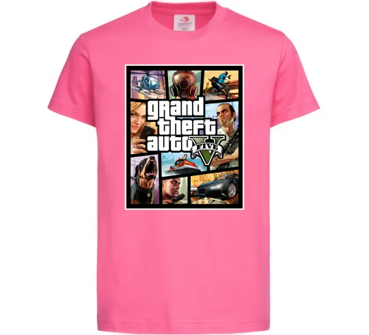 Дитяча футболка GTA 5 Poster Яскраво-рожевий фото
