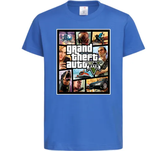 Дитяча футболка GTA 5 Poster Яскраво-синій фото