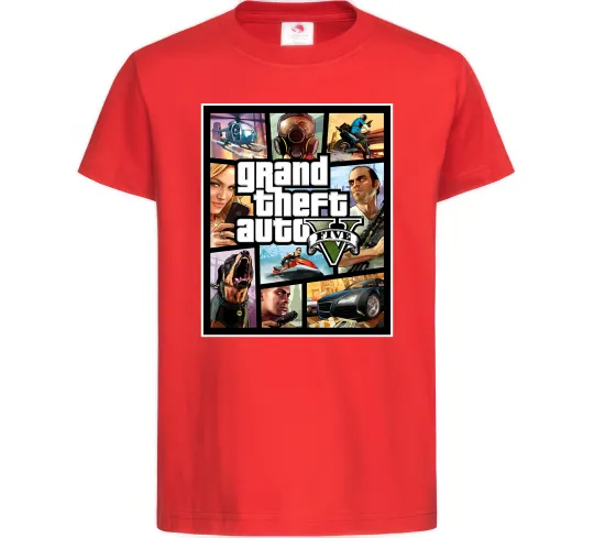 Дитяча футболка GTA 5 Poster Червоний фото