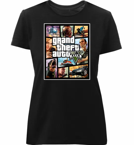 Жіноча преміум футболка GTA 5 Poster Чорний фото