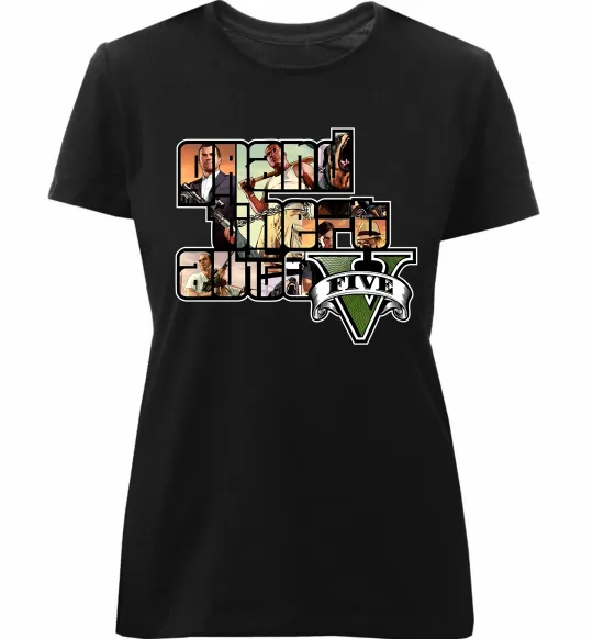 Женская премиум футболка Grand Theft Auto 5 Черный фото