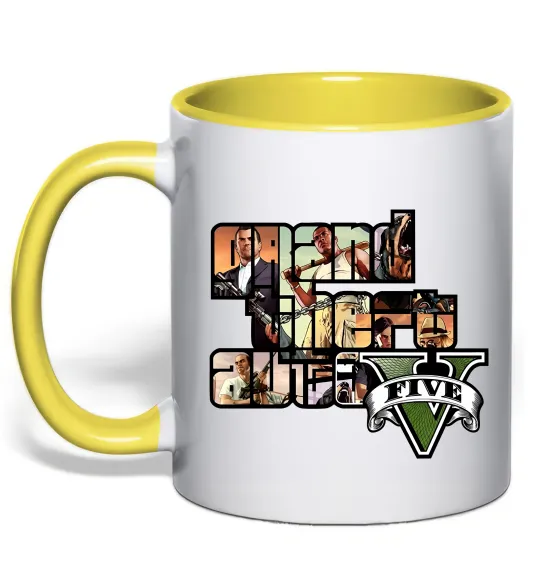Чашка с цветной ручкой Grand Theft Auto 5 Солнечно желтый фото