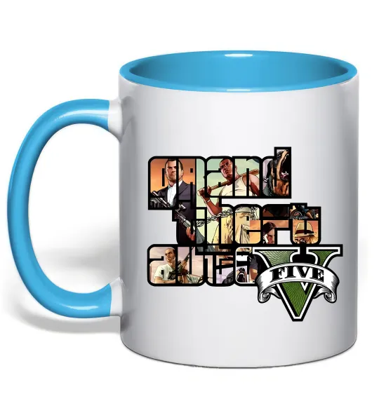Чашка с цветной ручкой Grand Theft Auto 5 Голубой фото