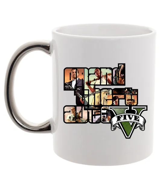 Чашка с цветной ручкой Grand Theft Auto 5 Серебро фото