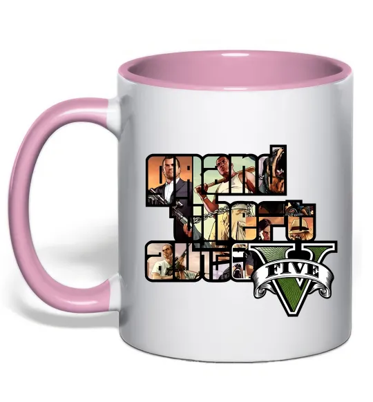Чашка с цветной ручкой Grand Theft Auto 5 Нежно розовый фото