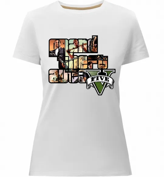 Женская премиум футболка Grand Theft Auto 5 Белый фото