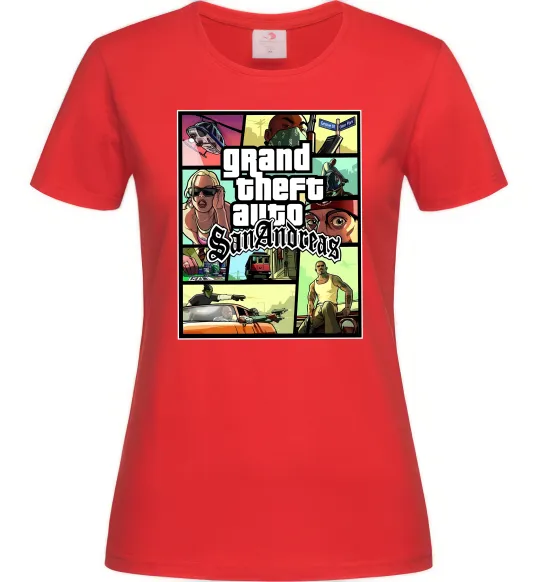 Жіноча футболка San Andreas Червоний фото