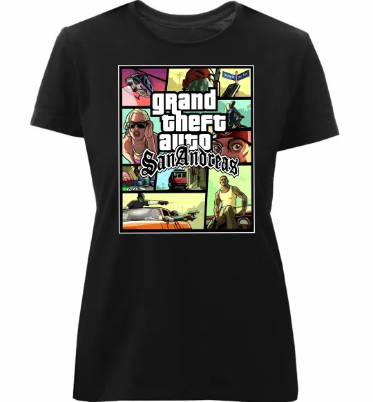 Женская премиум футболка San Andreas Черный фото