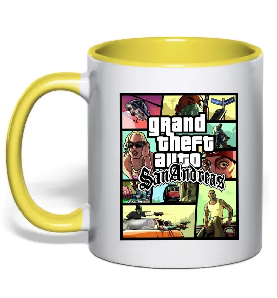 Чашка з кольоровою ручкою San Andreas Лимонний фото