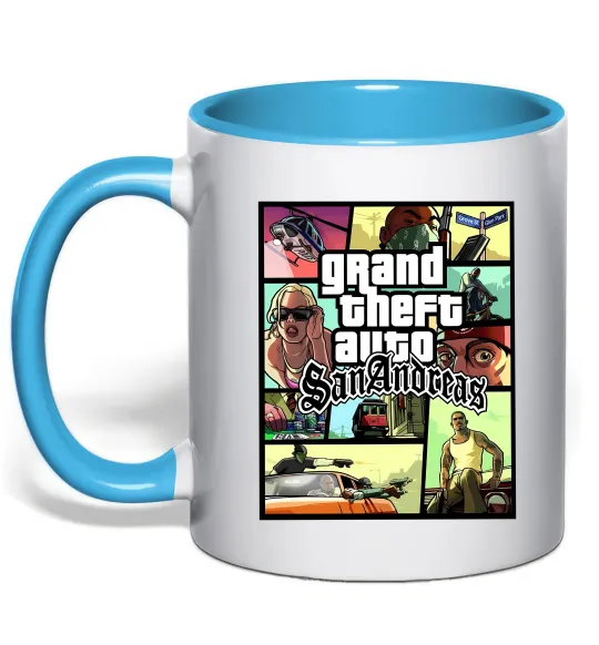 Чашка з кольоровою ручкою San Andreas Блакитний фото