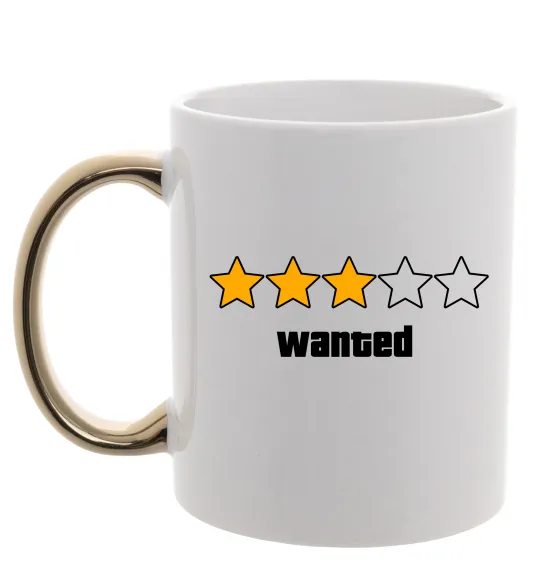 Чашка з кольоровою ручкою Wanted GTA Золото фото