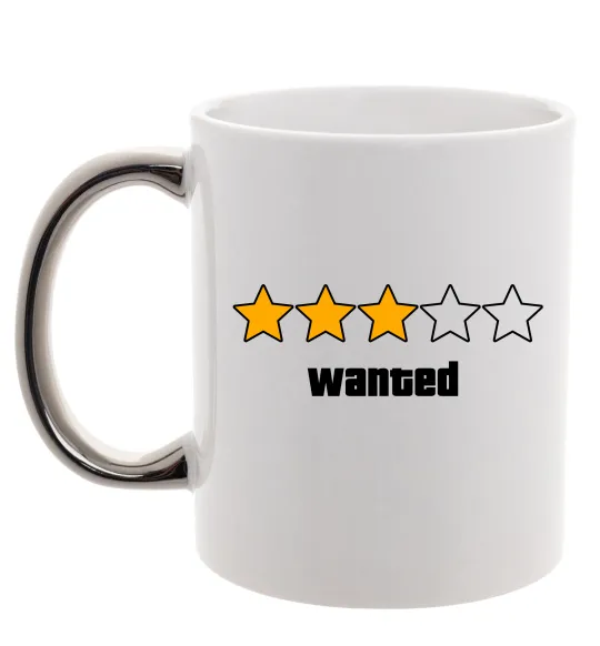 Чашка з кольоровою ручкою Wanted GTA Срібло фото