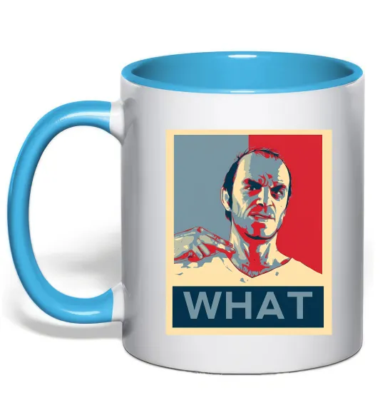 Чашка з кольоровою ручкою GTA 5 What Блакитний фото