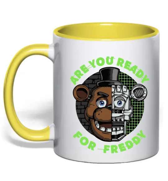 Чашка с цветной ручкой Freddy Are you ready Солнечно желтый фото