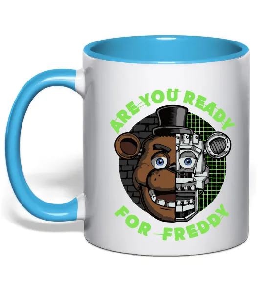 Чашка с цветной ручкой Freddy Are you ready Голубой фото