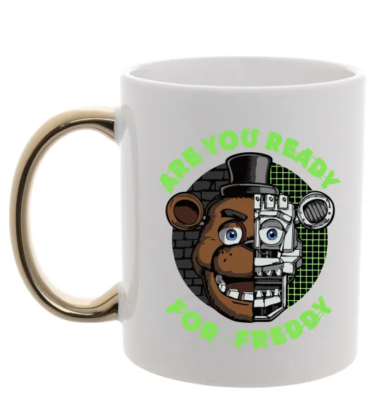 Чашка с цветной ручкой Freddy Are you ready Золото фото