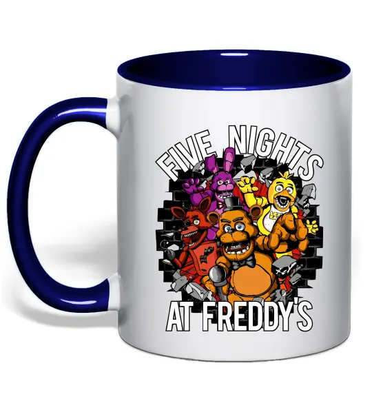 Чашка с цветной ручкой Five nights at Freddy Глубокий темно-синий фото